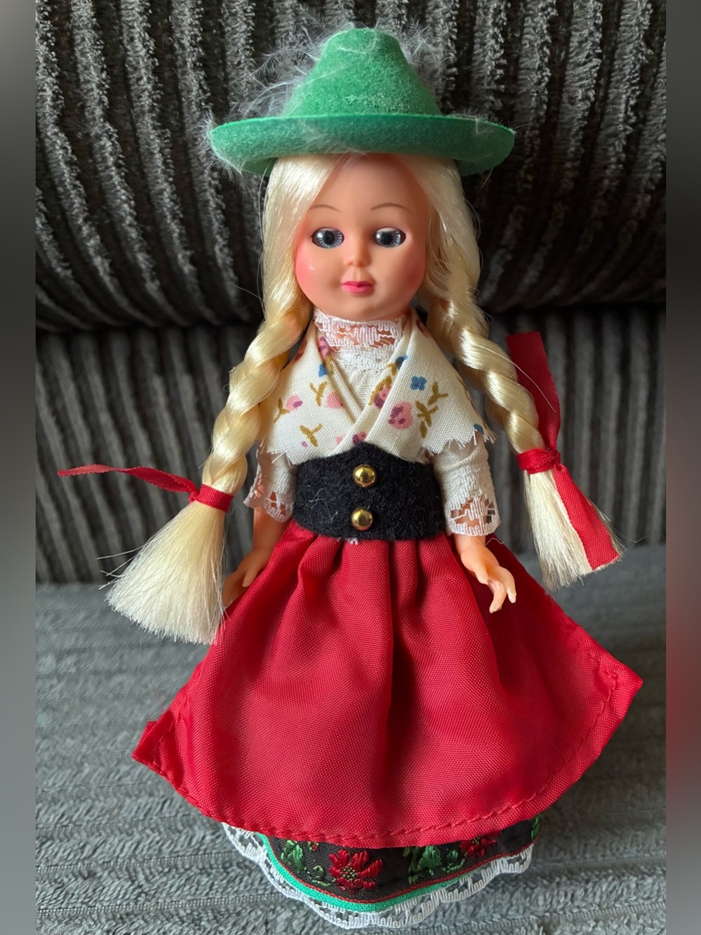 Vintage Schneider German Austrian Souvenier Blonde Braided Doll Outfit